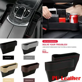 

Seat Crevice Storage Box Phone Bottle Cup Holder Auto interior Car Seat Gap Slit Pocket Catcher Organizer PU Leather Storage Box