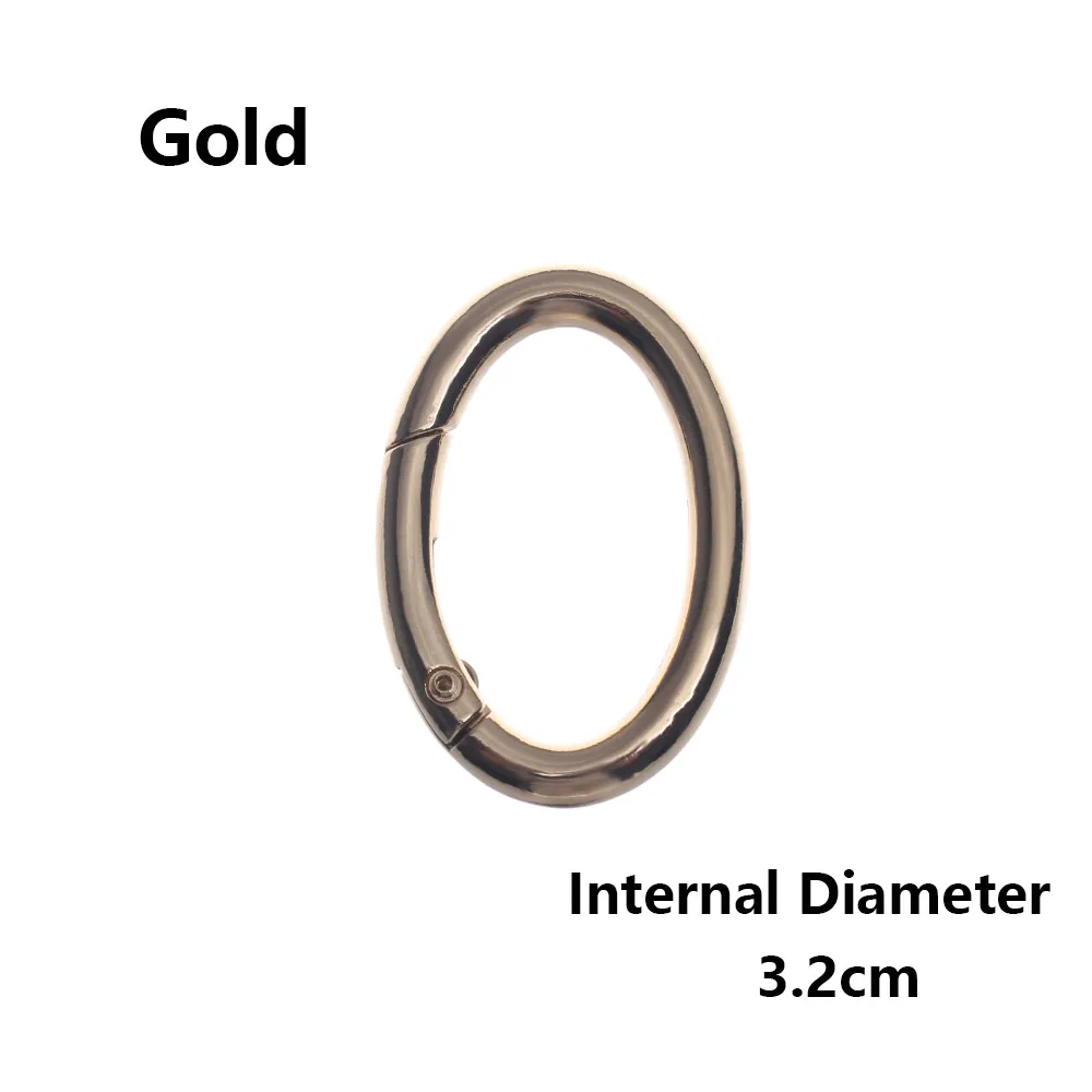 2pcs 3.2cm gold Новинка, 2 шт., оцинкованный сплав, ворот, весна, овальное кольцо, пряжки-зажимы, кошельки, сумки, Овальные, пусковые крючки, уличный карабин - Цвет: 2pcs 3.2cm gold