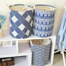 Simple time and style household items cotton and linen storage bucket, collapsible clothes sorting bag, laundry bucket Sundries american country style big size american flag foldable sundries storage bucket cotton and linen laundry bucket