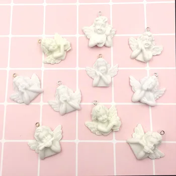 

10Pcs Vintage Resin Angel Flat Back Cabochon Jewelry Pendant DIY Crafts Embellishments for Necklace keychain accessories 31mm