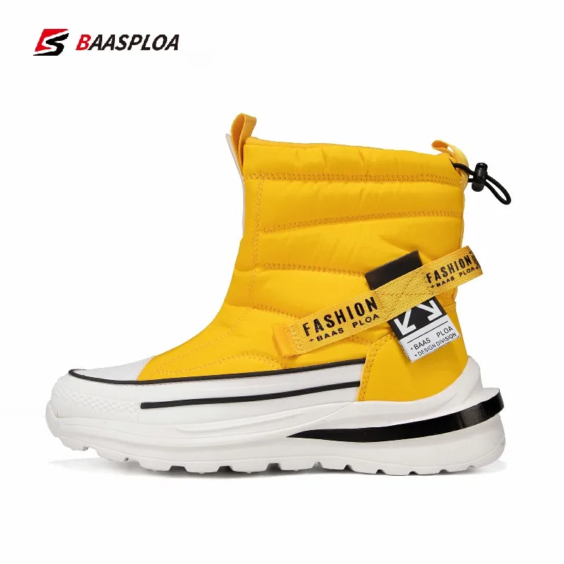  Baasploa Winter Women Boots Fashion Women Boots Cotton Shoes Non-Slip Snow Boots High Tops Thick Soles Comfortable Women's Shoes 