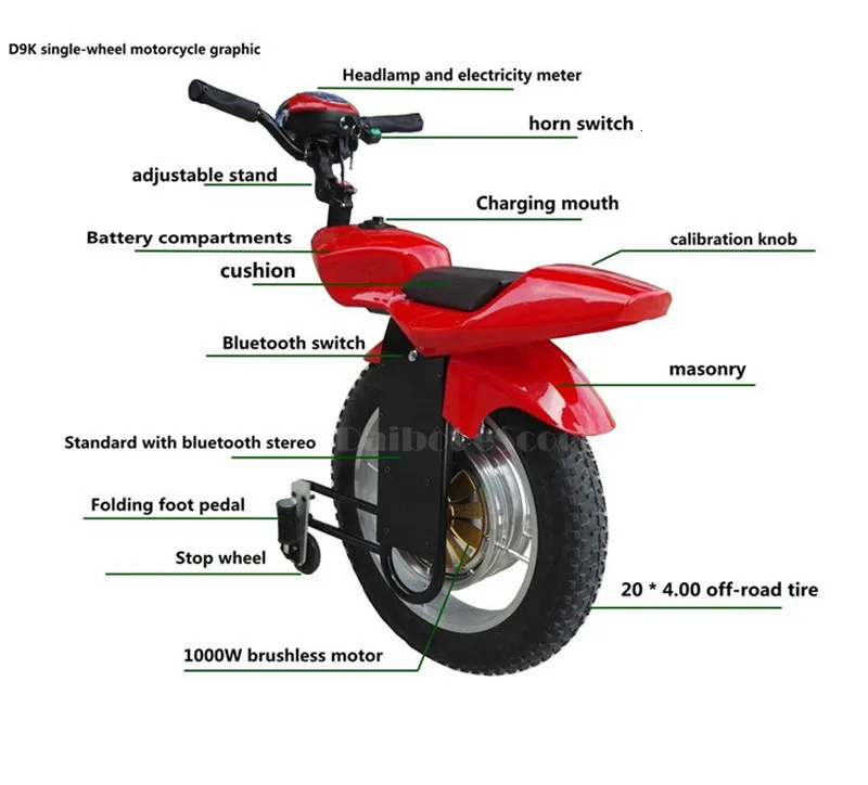 Daibot Powerful Electric Scooter Self Balancing Scooters Bluetooth Speaker 18 inch 1000W 67.2V Off Road Adult Monocycle Electric (29)