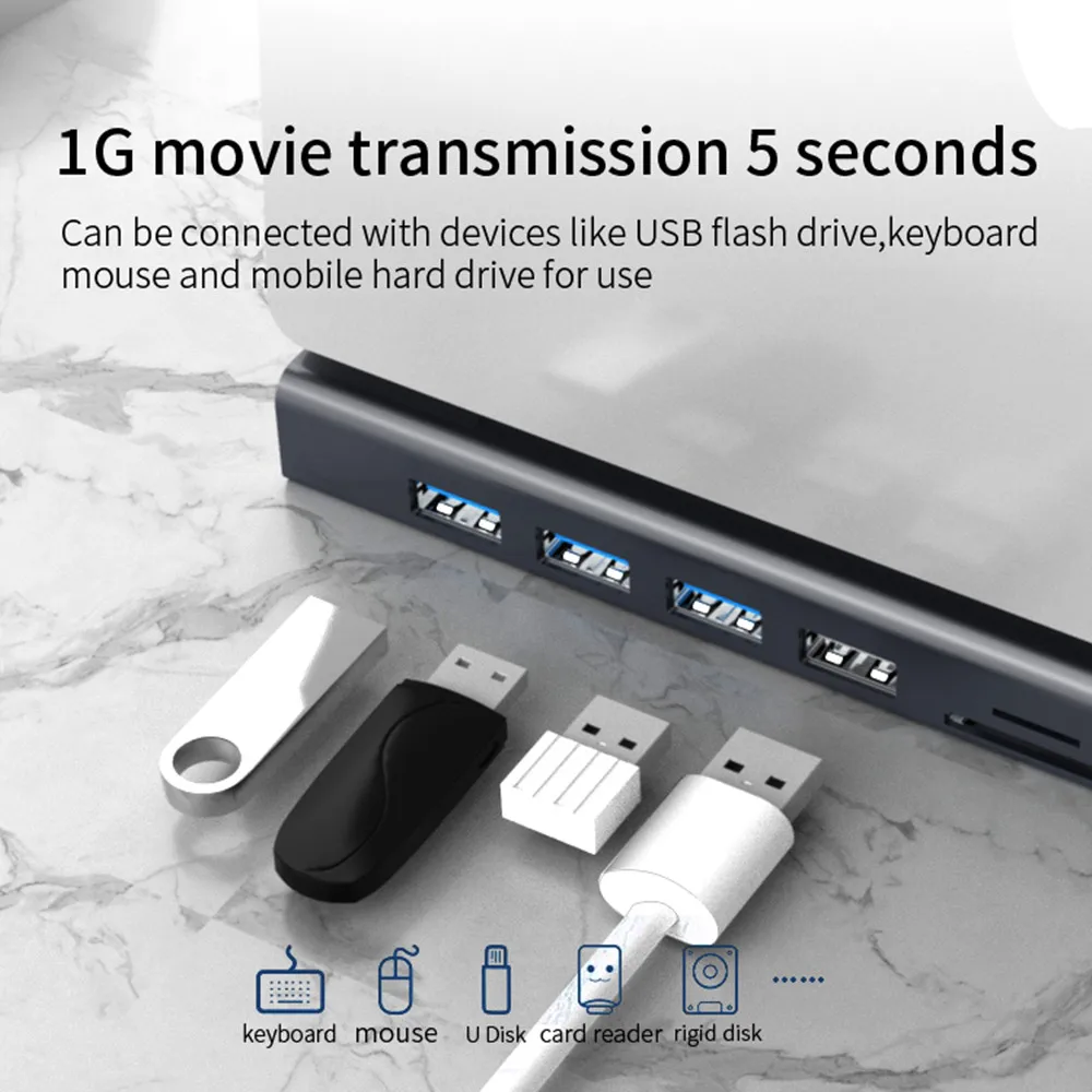 11 в 1 USB C концентратор к HDMI VGA USB 3,0 RJ45 PD зарядка 3,5 мм аудио адаптер для MacBook type C концентратор для samsung S8 S9 huawei mate 20
