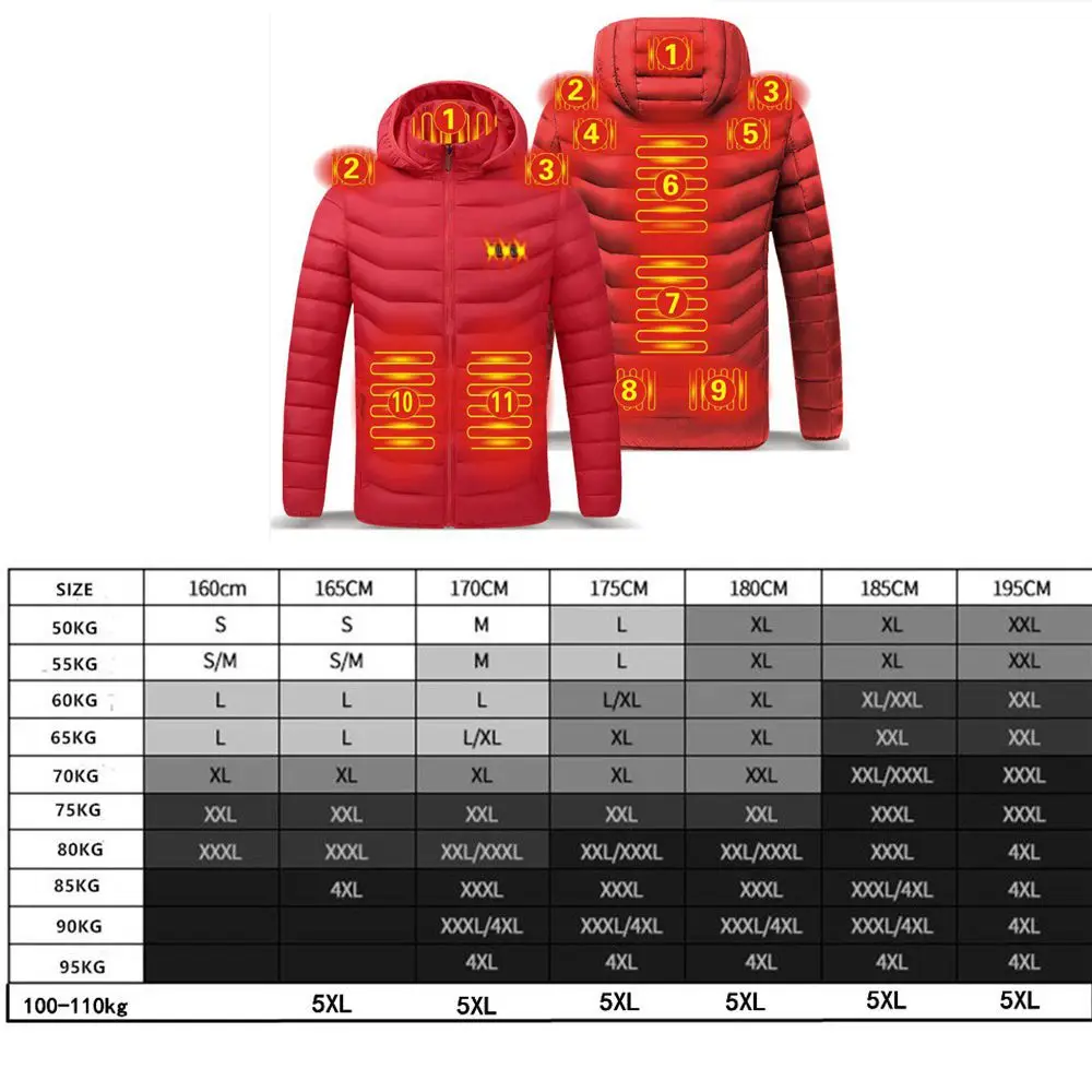 Men's parka Winter Warm USB Heating Jackets Smart Thermostat Pure Color Hooded Heated Clothing male bobojaco Warm padded jacket view 6