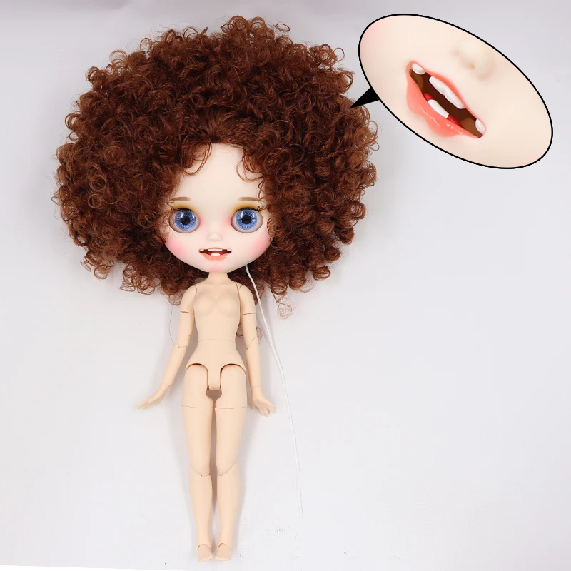 Ледяная фабрика blyth кукла белая кожа шарнир тела пользовательская кукла bjd игрушка матовое лицо каштановые волосы голая кукла 30 см - Цвет: nude doll D