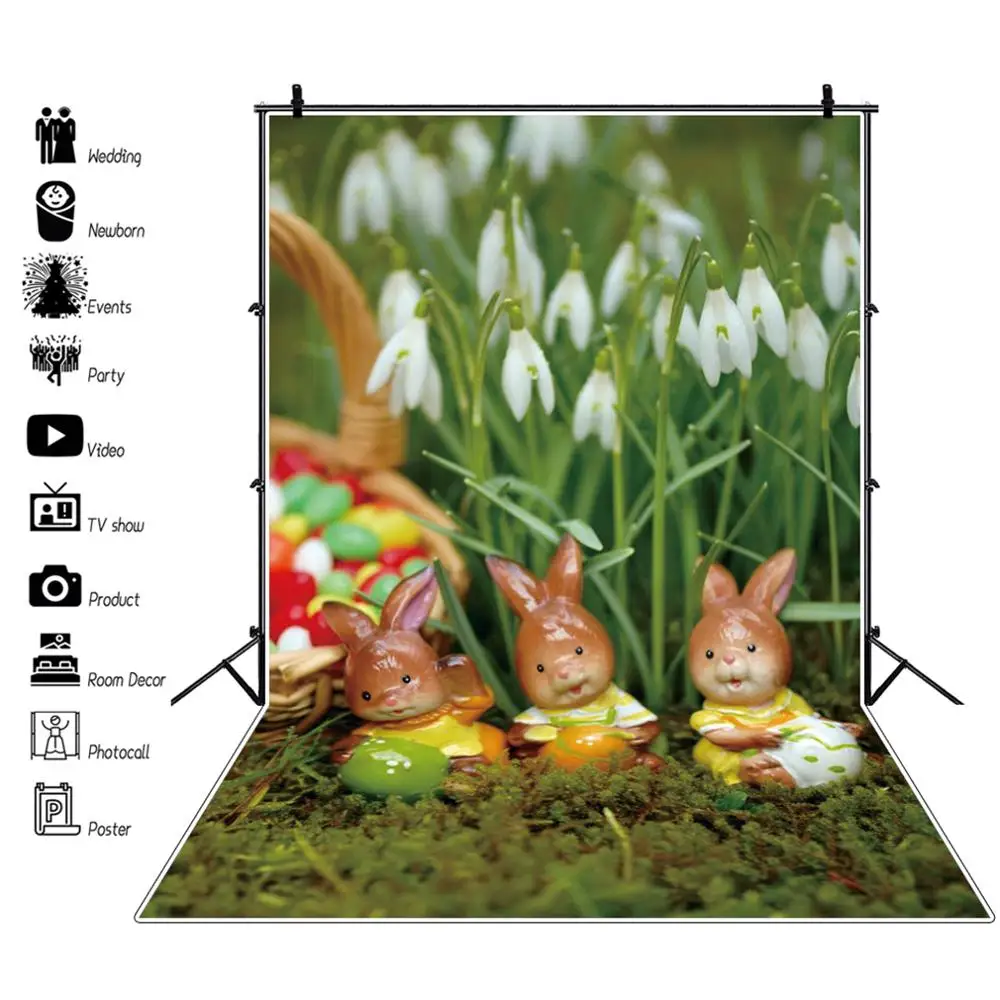 

Yeele Easter Spring Rabbit Flower Natural Plant Background Photography Nweborn Baby Birthday For Photo Studio Backdrop Photocall