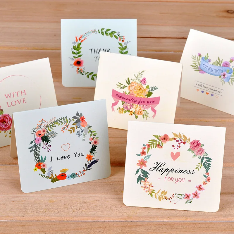 

Flower greeting Card Christmas New Year's Day Thanks to the Blessing Card Diy Folding Creative Flower Pattern Greeting Card
