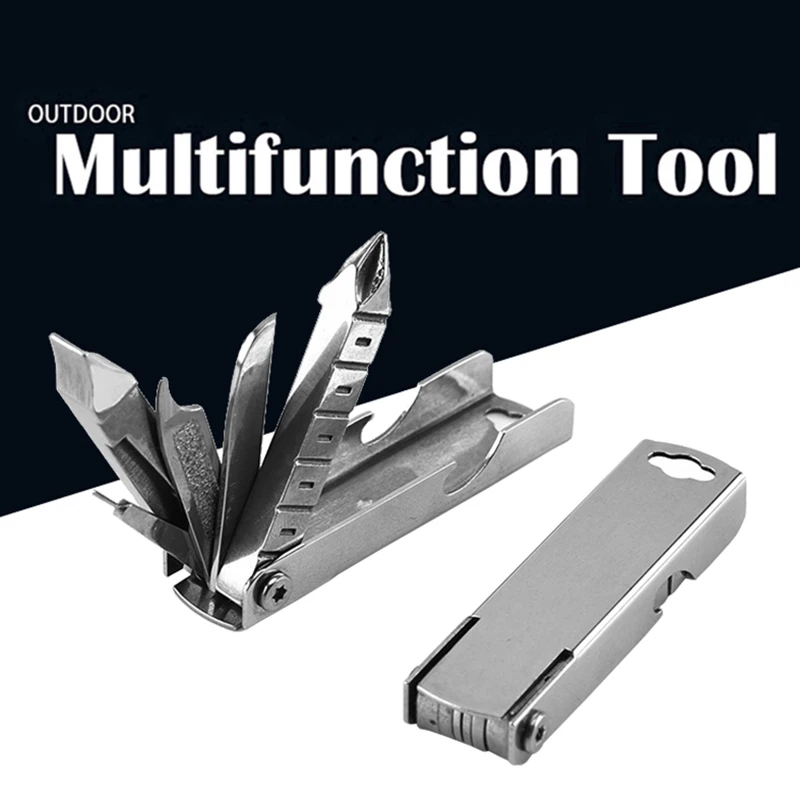 

Portable EDC Multifunction Outdoor Tools Bottle Opener Screwdriver Wrench Knife Hiking Travel Gadget Stainless Steel UltraLight
