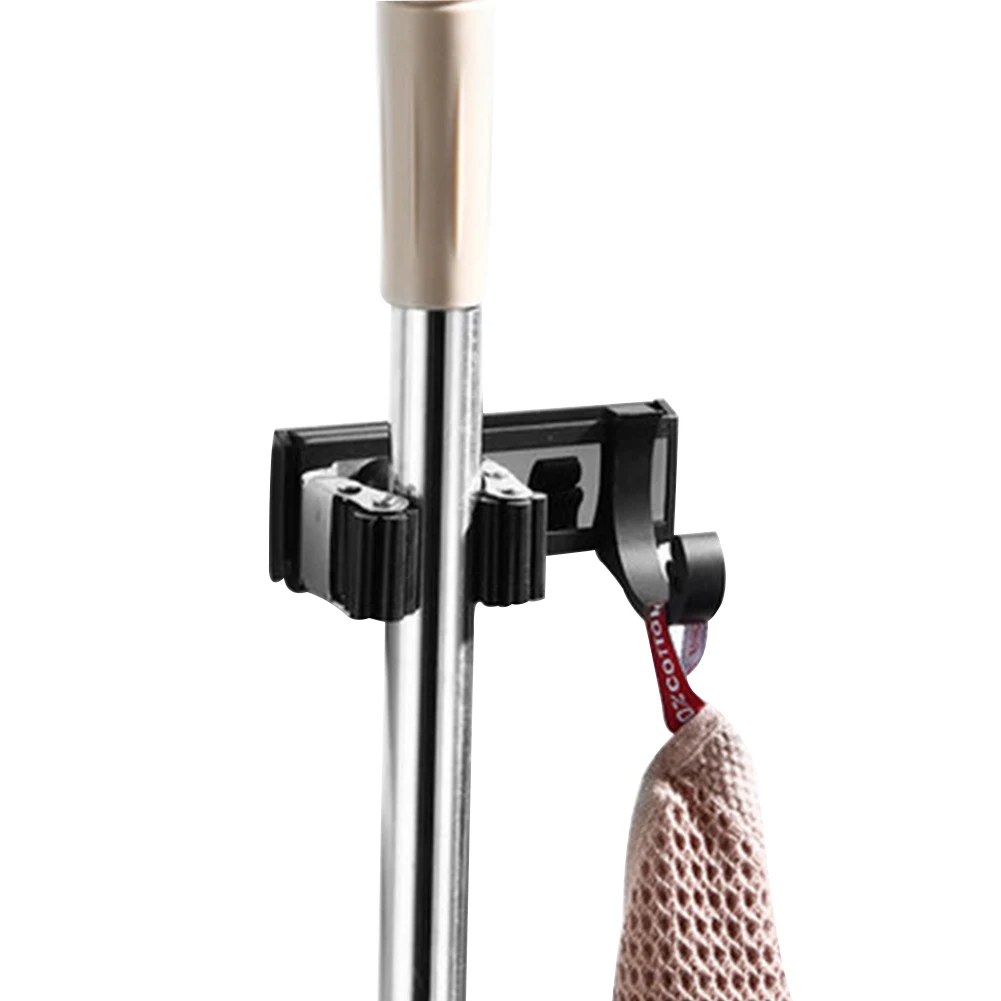 1 Seamless No Drilling Mop Hanger Stainless Steel Storage Rack Clip Easy Install Broom Organizer Wall Mount Kitchen Grip Holder - Цвет: 1