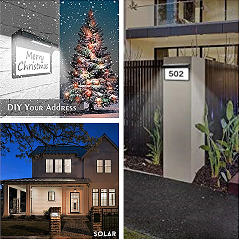 House Number Address Sign LED Solar Light Outdoor Door Plate Wall Light Metal Plaque for Home Garden Yard Hotel (2)-1