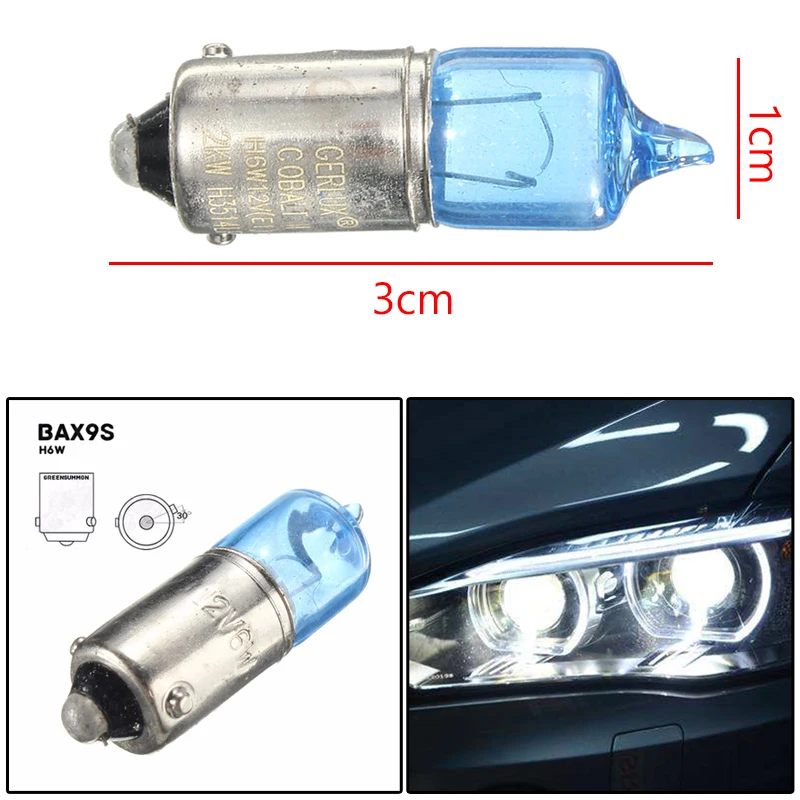 2 Pcs 6W BAX9S H6W  ȭƮ 5000K ڵ ڵ ũ ̵ Ʈ  ȸ ȣ   ڵ  DC12V ڵ Ÿϸ
