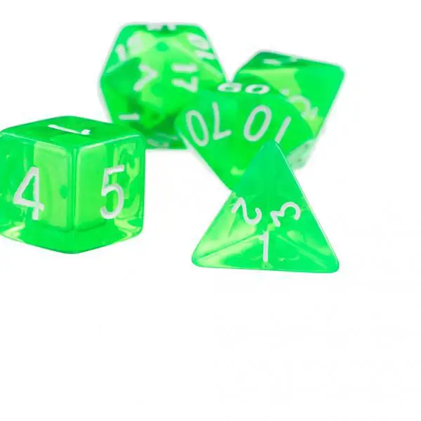 7Pcs Green D4 D6 D8 D10 D12 D20 Dice Set For  Game
