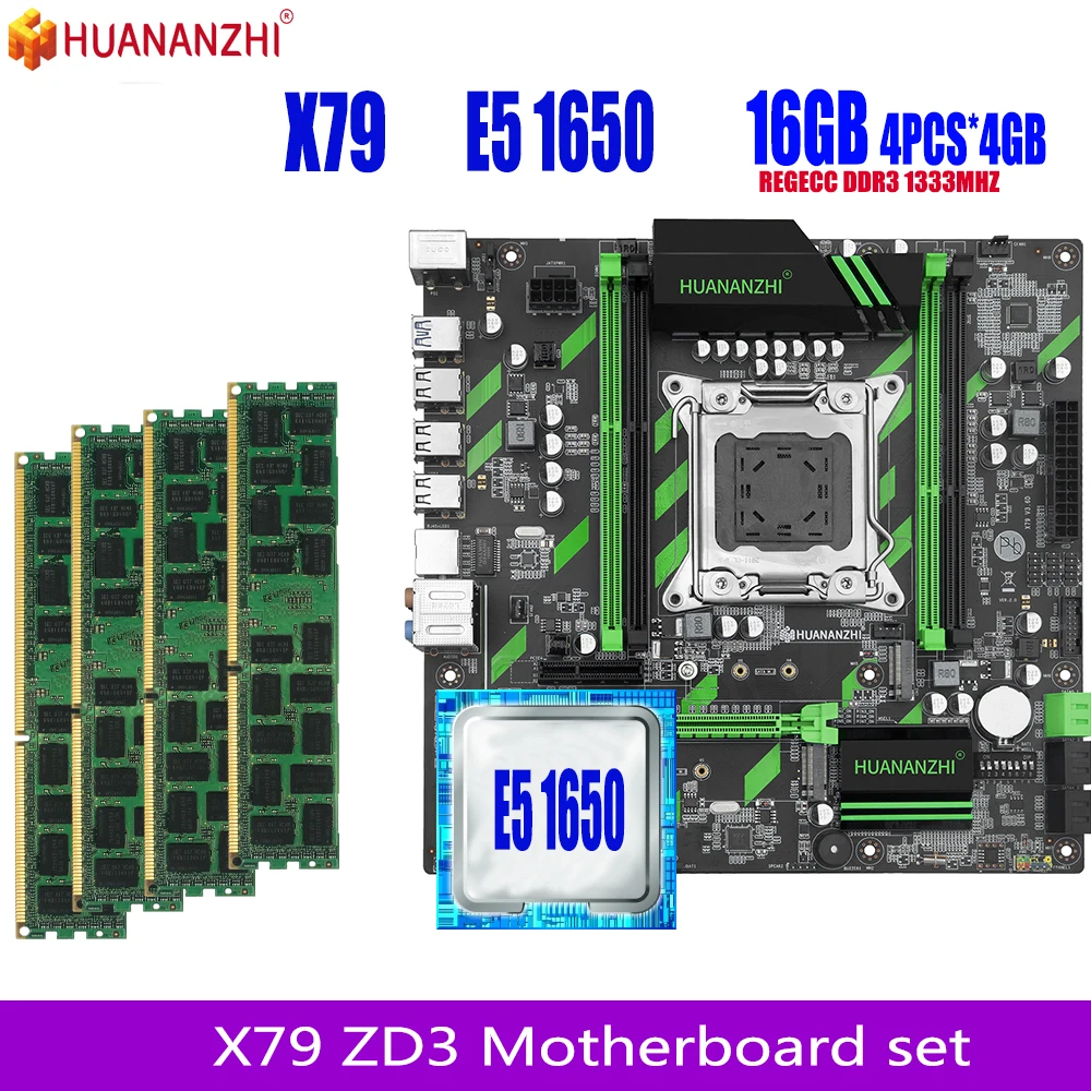 HUANANZHI X79 ZD3 материнская плата с Xeon E5 1650 4x4 ГБ = 16 Гб 1333 МГц 10600R DDR3 память ECC REG |