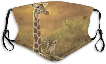 

Dust Mask, Mother and Son Giraffe Face Neck Gaiter Scarf Custom Washable Half Buff Face Mask Funny Cute Balaclava Bandana Cloth