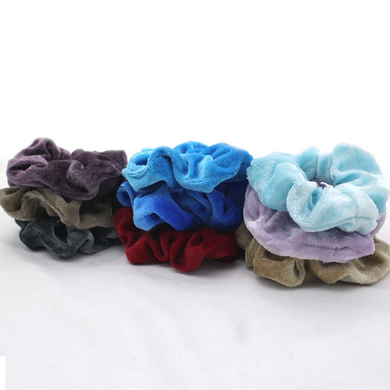 50pcs/set Vintage Hair Scrunchies Stretchy Velvet Scrunchie Pack Women Elastic Hair Bands Girl Headwear Plain Rubber Hair Ties