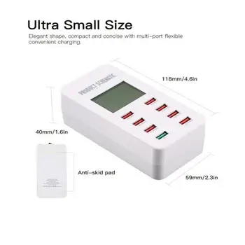 

US/ EU/UK/AU Plug Charger Smart 8-Port USB Power Adapter Desktop Phone Charging With LCD Display USB Charger R25