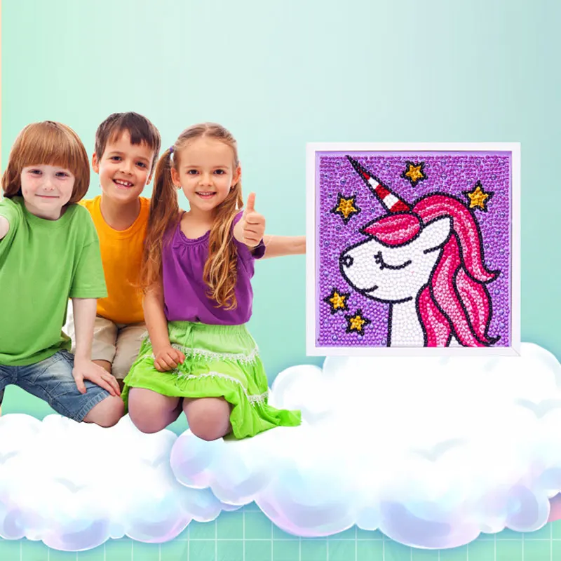 Детская алмазная живопись кристальная паста картина пазл игрушки мультяшная