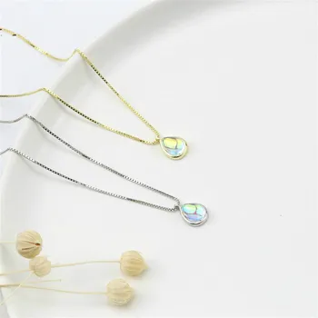 

Water Drop Moonstone 925 Sterling Silver Necklace Women Fashion Box Chain Fine Jewelry Simple Party Necklaces & Pendants 925-177