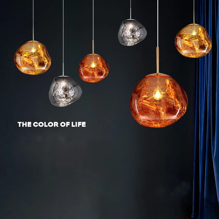 

Modern LED Glass Ball Pendant Lamps Nordic Living Room Chandelier Hanglamp Light Fixure DIXON Melt Lava JW Hanging Ceiling Lamps