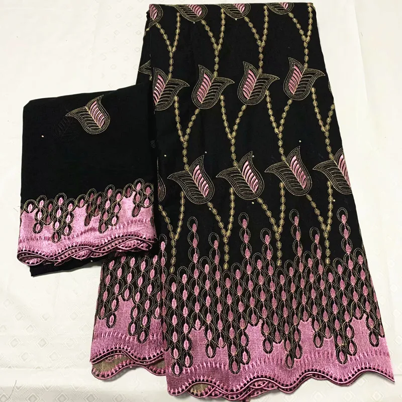 Tisus africains coton ткань швейцарская вуаль кружевная ткань черная и розовая нигерийская кружевная ткань Высокое качество Африканское сухое кружево 7 ярдов
