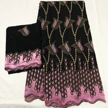 Tisus africains coton ткань швейцарская вуаль кружевная ткань черная и розовая нигерийская кружевная ткань Высокое качество Африканское сухое кружево 7 ярдов