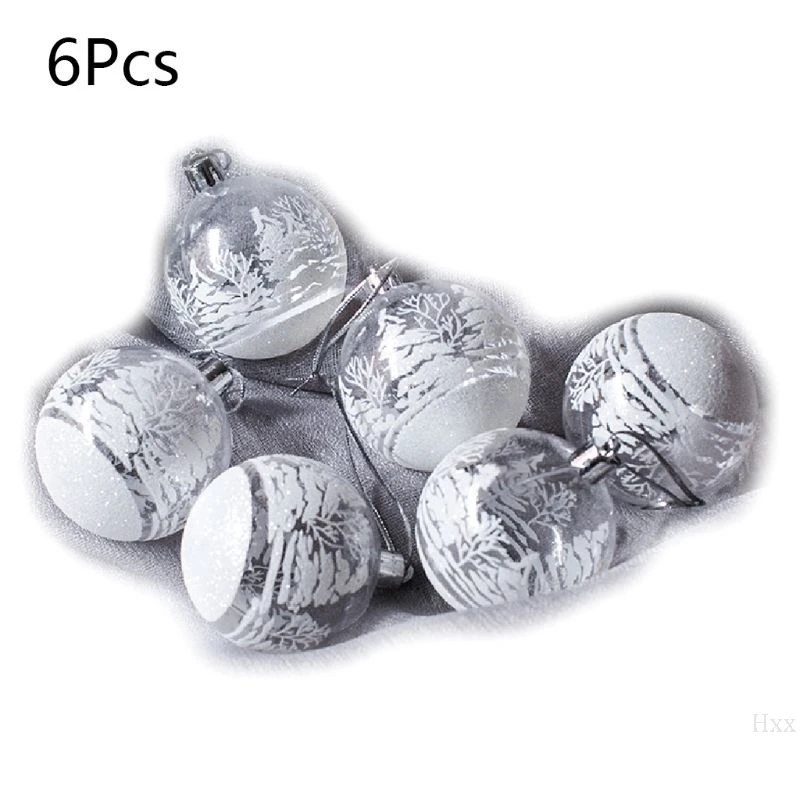 

New 6Pcs 8cm Silver Snowflake Ball Christmas Tree Ornaments Hanging Pendants Craft