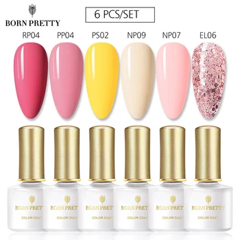 

BORN PRETTY Gel Nail Polish 6PCS/Set Semi -Permanent Varinsh Soak Off UV LED Base Top Coat Nail Art Manicuring Kit Gel Set