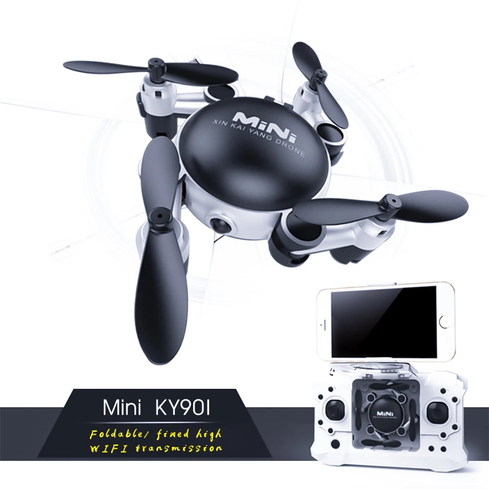 RC самолеты KY901 мини складной фиксированной высоты четыре оси самолета wifi воздушный Дрон в режиме реального времени пульт дистанционного управления модель самолета серебро