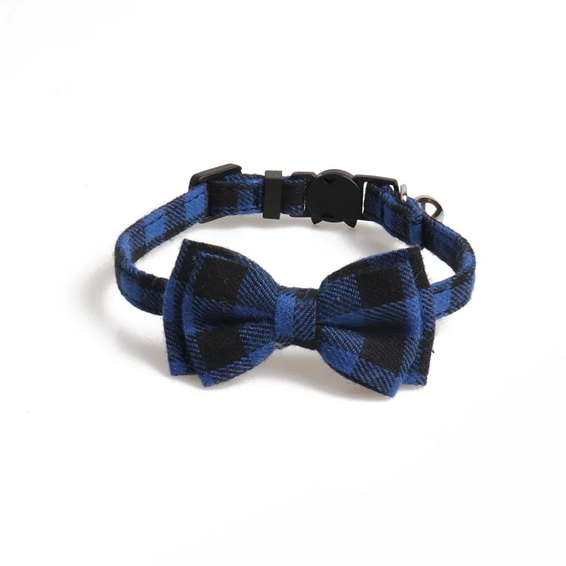 Hot cat collar collar scarf cat accessories collar plaid pet collar kitten butterfly style with bell pet collar cat