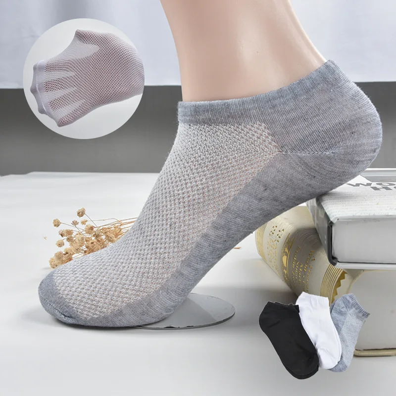 20Pcs=10Pair Solid Mesh Men's Socks Invisible Ankle Socks Men Summer