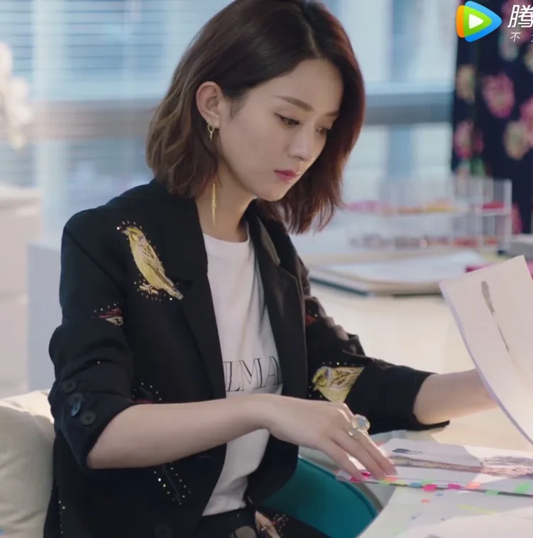 

You And Me Allure Time lin qian Zhao Liying Star Celebrity Style Clothes Embroidered Bird Suit Jacket Suit Women's
