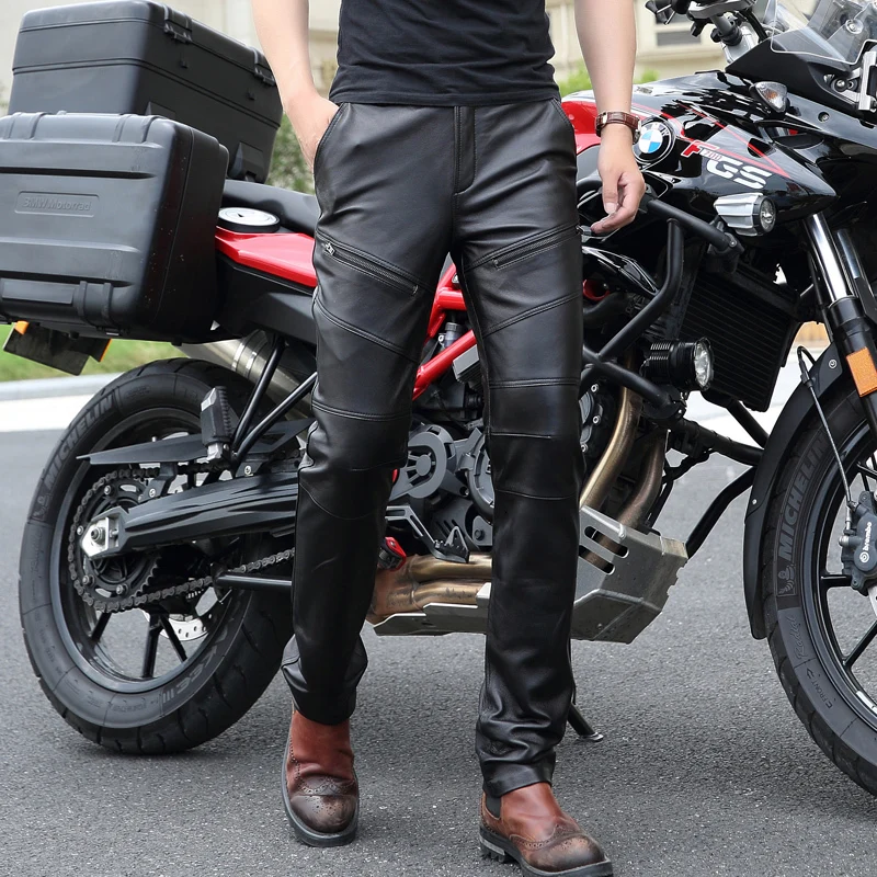 Winter Warme Fleece Voering Motorfiets Broek Mannen Winddicht Lederen Punk Cargo Broek Mannen Rits Biker Streetwear Broek Winter Warme Fleece Voering Motorfiets Broek Mannen Winddicht Lederen Punk Cargo Broek Mannen Rits Biker Streetwear Broek