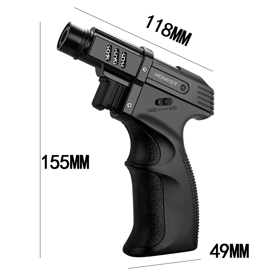 Windproof Outdoor Camping BBQ Fixed Fire Big Jet Flame Cigar Lighter Torch Kitchen Gadgets For Men
