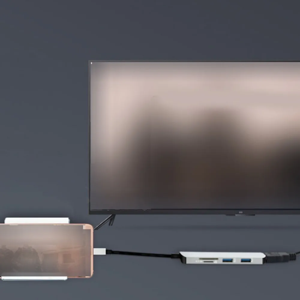 5 в 1 многофункциональный конвертер TYPE-C док-станция USB 3,0 TF Card Reader для MacBook