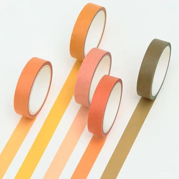 

5pcs Office Stationery Masking Sticky Adhesive Sticker Scrapbook Decor Simple Solid Washi Tape Set Daily Planners DIY Craft