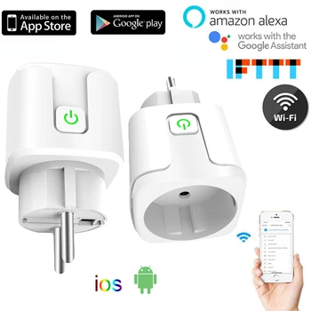 

Smart Home WIFI Smart Socket Plug 16A Remote Control Smart Timing Switch Work For Amazon Alexa/Google Assistant Voice Control