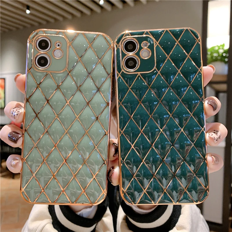 Luxury Plating Frame Geometric Phone Case For iPhone 13 Pro Max 11 12 14 Pro Max XS Max X XR 8 7 Plus Soft Silicone Bumper Gift best case for iphone 12 pro