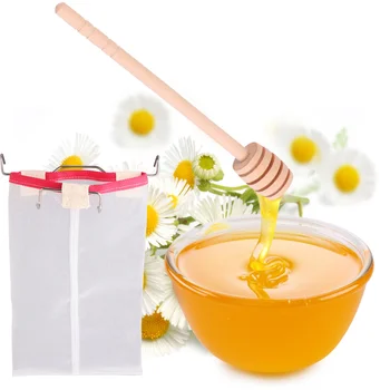 

2pcs Household Honey Strainer Tools Fine Mesh Safe Wooden Stir Stick Filter Tools Honey Filter Net for Cafe Store Home