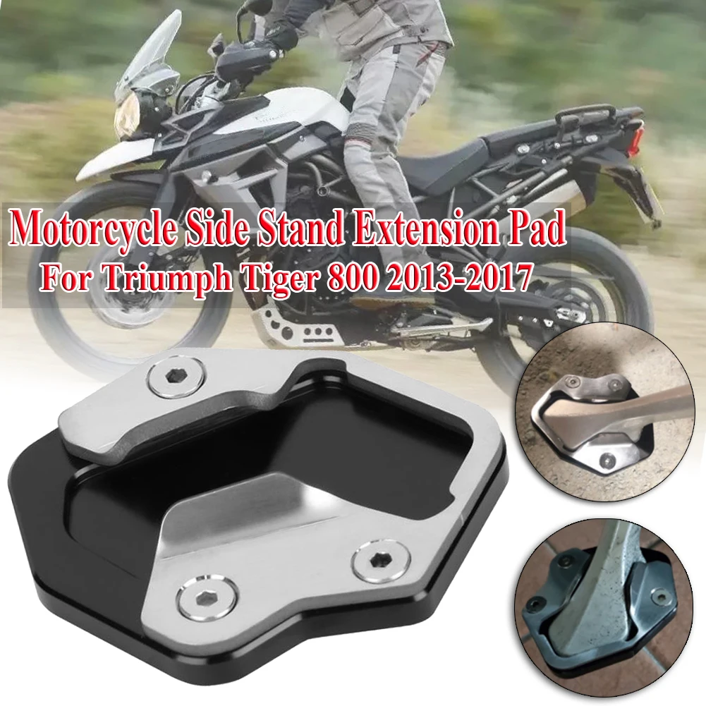 Fydun Side Stand Extension Pad Side Bracket Widened Foot Pad CNC Aluminum Motorcycle Side Stand Extension Pad Enlarger Fit For Tiger 800 2013-2017 