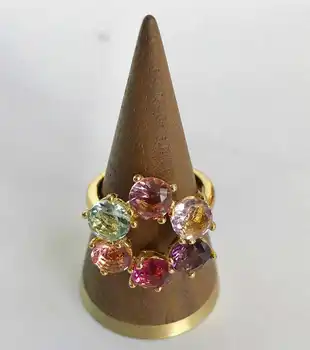 

Color Star Series Round Colorful Gems Ring Crystal Hand Cut 20 Spring Summer Women Bridal Sets Anniversary
