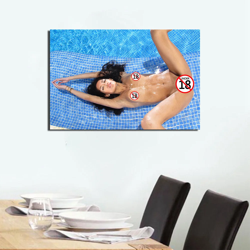 Sexy Girl in The Swimming Pool Photo Decorative Posters and Prints Canvas Painting Wall Art Picture For Living Room Decor