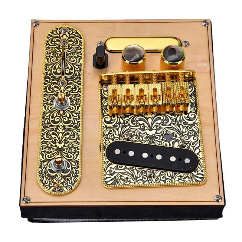 

6 Strings Saddle Bridge Plate, 3 Way Switch Control Plate, Neck Pickup Set for Fender TL Telecaster Electric Guitars Replacement