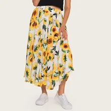 Богемные стильные юбки женские праздничные пляжные Vestido с высокой талией с цветочным принтом женские юбки