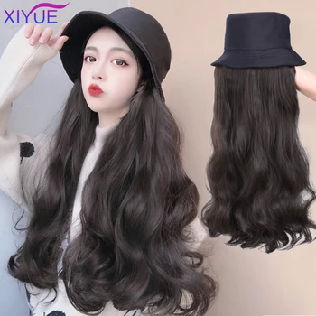 

Long Synthetic Baseball Cap Hair Wig Wave Curly Wigs Natural Sun Hat Wig for Girl Party Adjustable for Girls' Dressing up