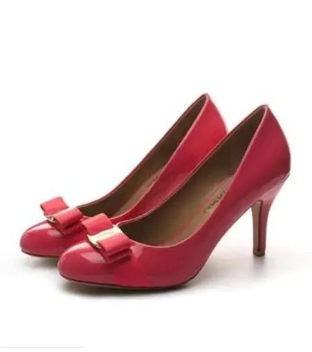 Г. Пикантная женская обувь красные туфли-лодочки с острым носком модельные туфли из лакированной кожи туфли-лодочки на высоком каблуке Свадебная обувь zapatos mujer 7 см - Цвет: Розово-красный