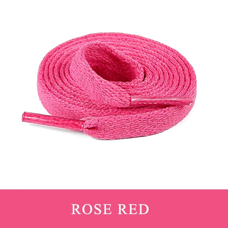 ROSE RED 8 мм широкие плоские шнурки для обуви кружевные шнурки для спортивные туфли 24 цвета - Цвет: ROSE RED