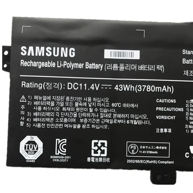 Сменный литий-ионный аккумулятор для ноутбука samsung AA-PBVN3AB NP370R4E 470R5E 450R5V 510R5E 11,4 v 43wh