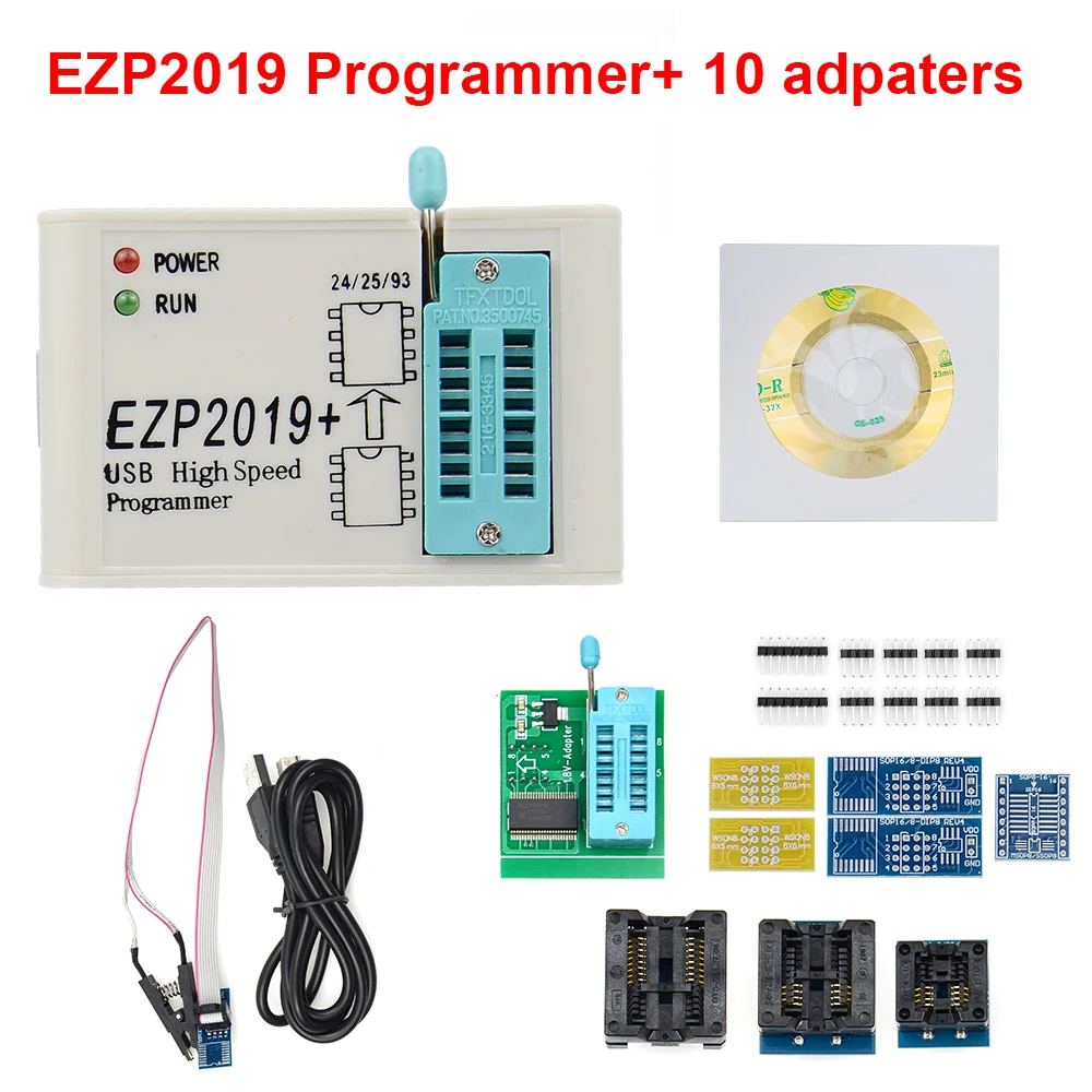 best car battery charger ezp 2019 support WIN7&8 64bit NEW EZP2019 high-speed USB SPI Programmer 24 25 93 EEPROM 25 flash bios chip EZP2019 12 adapter auto battery charger Code Readers & Scanning Tools