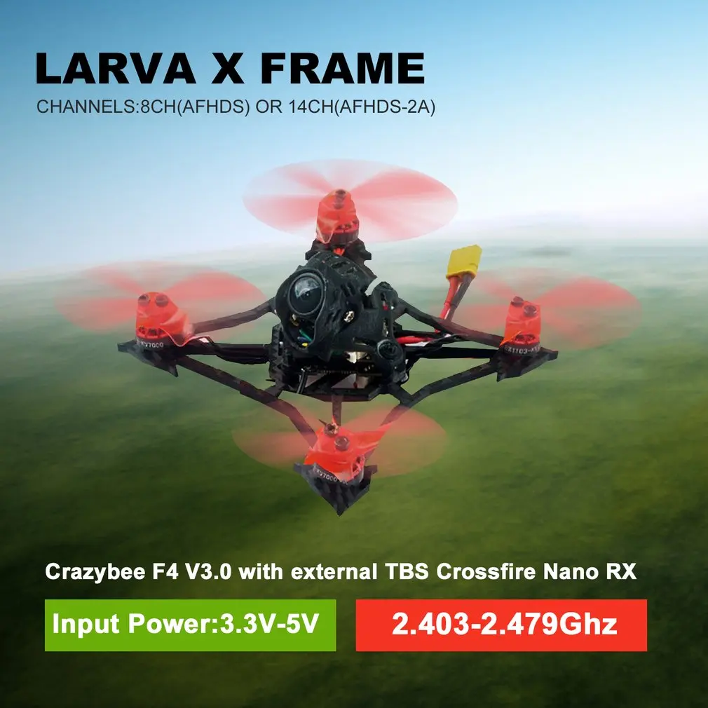 Личинка X 100 мм Crazybee F4 PRO V3.0 2-3S 2,5 дюймов небольшой гоночный Дрон с видом от первого лица с управлением от первого лица без контроллера w/Runcam Nano2 Камера совместимый, Flysky приемник