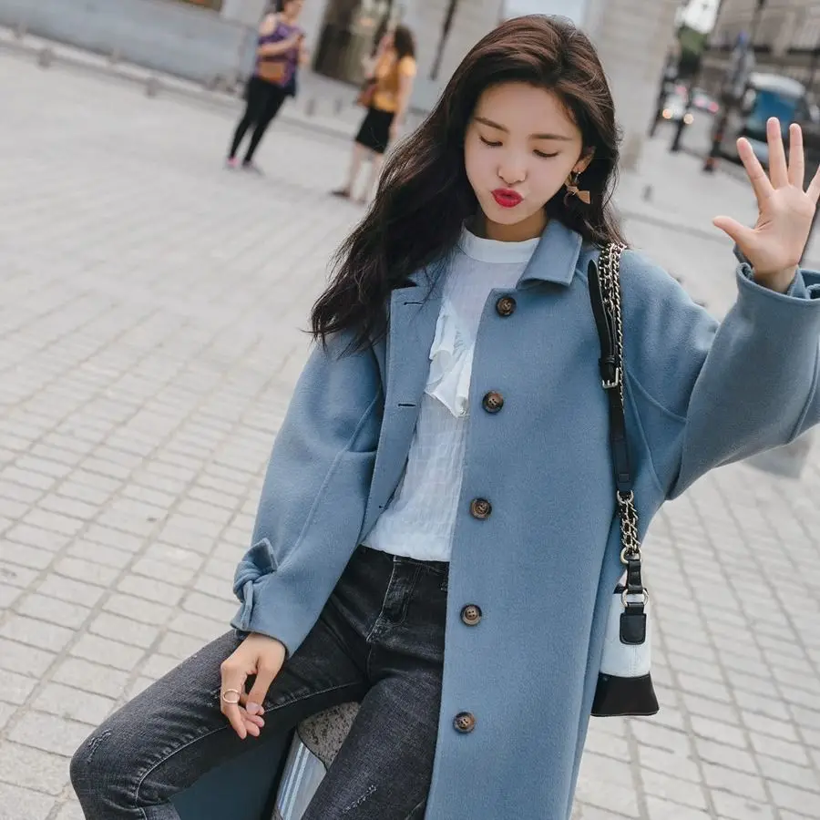 Bella Philosophy Autumn Solid Turn-collar Women Elegant Coats OL Sashes A-line Woolen Coats Female Lantern Sleeve Outwear